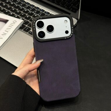 Solid color business leather shockproof iPhone 17 case