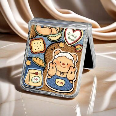 Denim butter bear clear hard Samsung Z Flip case