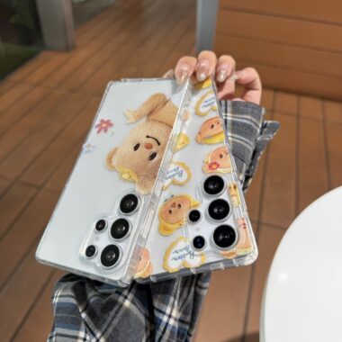 Cute butter bear clear shockproof Samsung S22 S23 S24 S25 S26 case