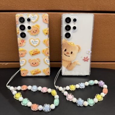 Cute butter bear clear shockproof Samsung S22 S23 S24 S25 S26 case