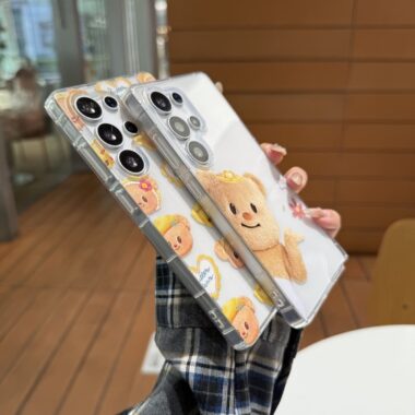 Cute butter bear clear shockproof Samsung S22 S23 S24 S25 S26 case