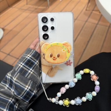 Cute butter bear clear shockproof Samsung S22 S23 S24 S25 S26 case