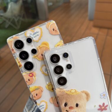 Cute butter bear clear shockproof Samsung S22 S23 S24 S25 S26 case