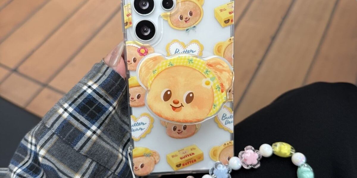 Cute butter bear clear shockproof Samsung S22 S23 S24 S25 S26 case