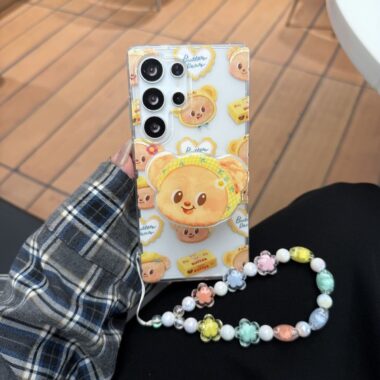 Cute butter bear clear shockproof Samsung S22 S23 S24 S25 S26 case