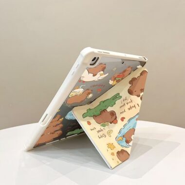 Cartoon capybara Y fold tri fold iPad case