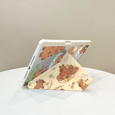 Cartoon capybara Y fold tri fold iPad case