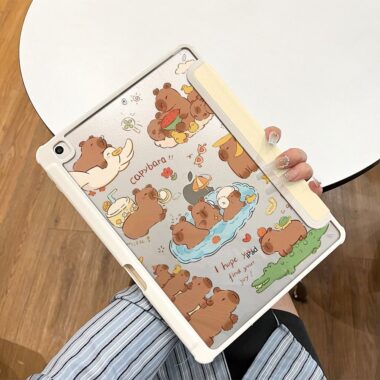 Cartoon capybara Y fold tri fold iPad case