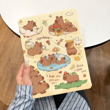 Cartoon capybara Y fold tri fold iPad case