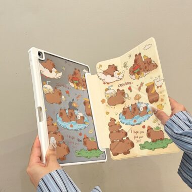 Cartoon capybara Y fold tri fold iPad case