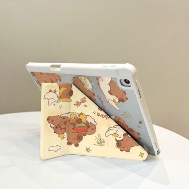Cartoon capybara Y fold tri fold iPad case