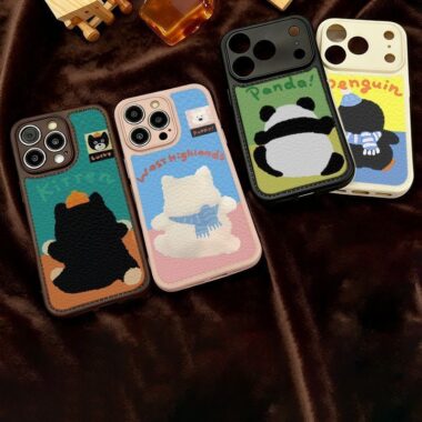 Cute cartoon animal leather texture shockproof iPhone 17 case