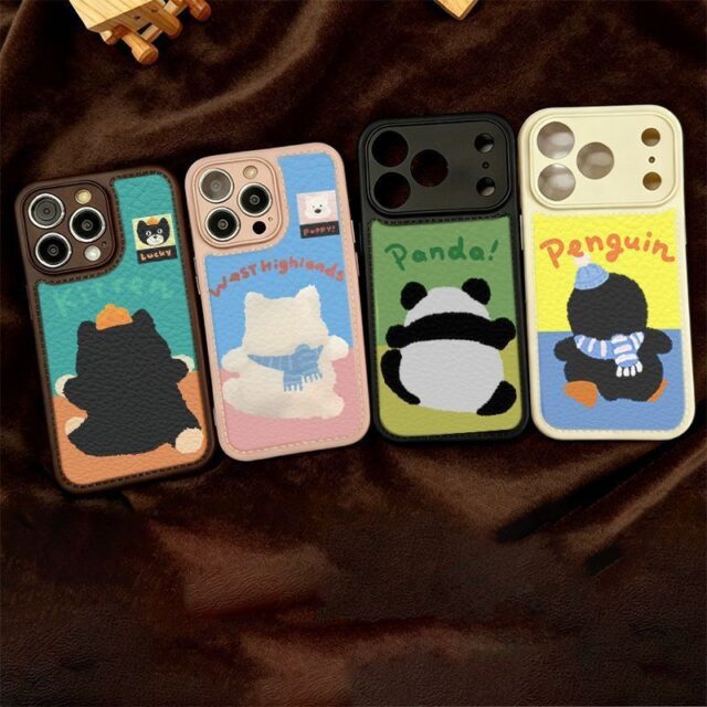 Cute cartoon animal leather texture shockproof iPhone 17 case