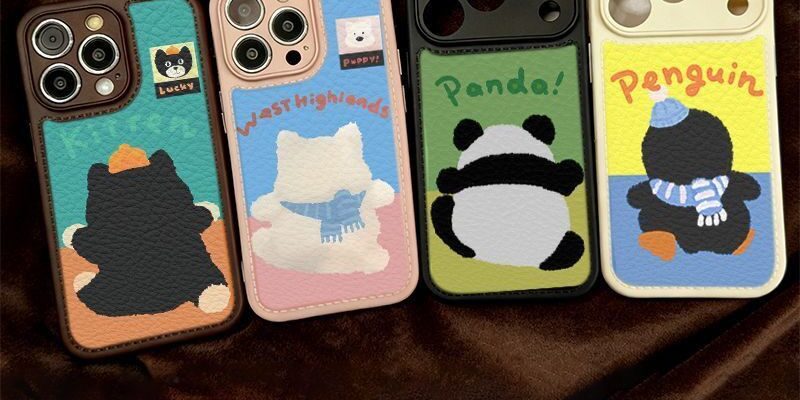 Cute cartoon animal leather texture shockproof iPhone 17 case