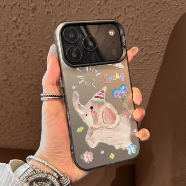 Cartoon little animals color silver hard iPhone 17 case