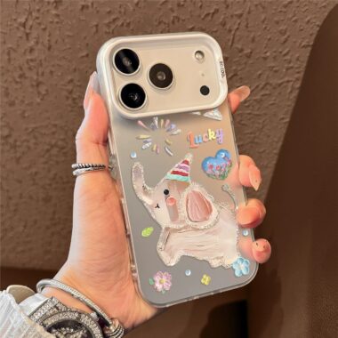 Cartoon little animals color silver hard iPhone 17 case