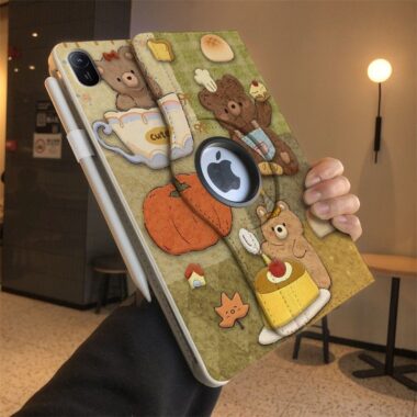 Cute cartoon bear shockproof full cover iPad case