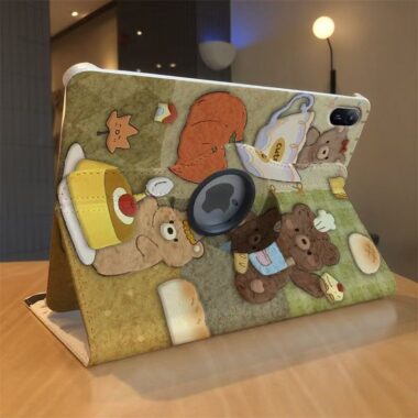 Cute cartoon bear shockproof full cover iPad case