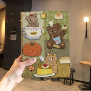 Cute cartoon bear shockproof full cover iPad case
