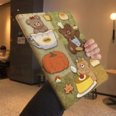 Cute cartoon bear shockproof full cover iPad case