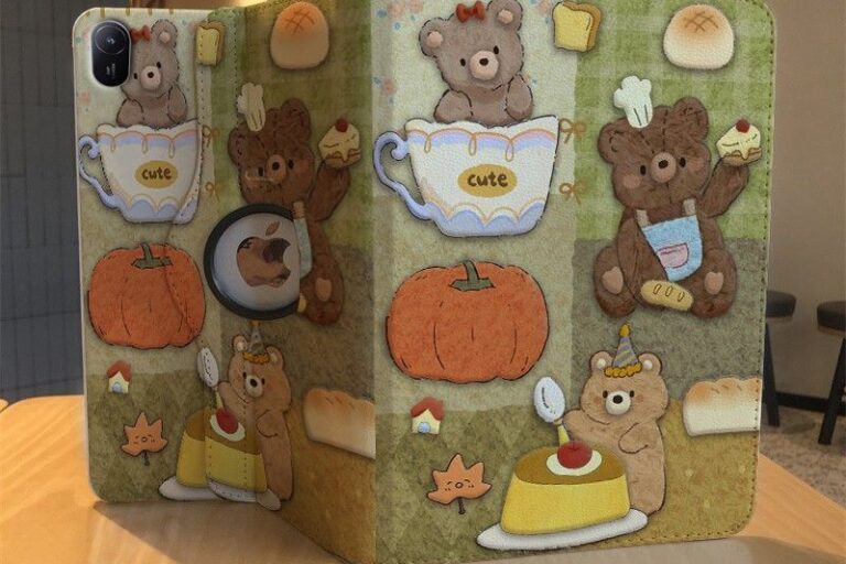 Cute cartoon bear shockproof full cover iPad case