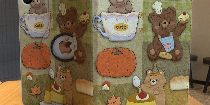 Cute cartoon bear shockproof full cover iPad case