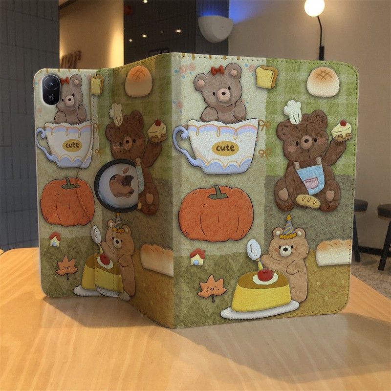 Cute cartoon bear shockproof full cover iPad case