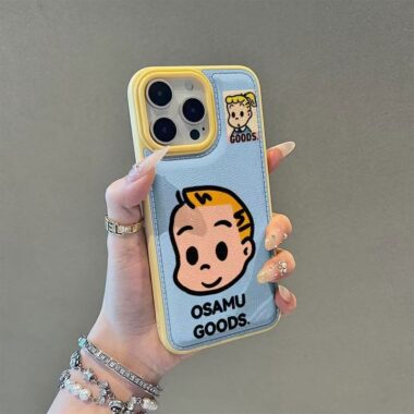 Cute cartoon boy leather texture shockproof iPhone 17 case