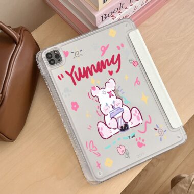 Cute bunny graffiti Y fold tri fold shockproof iPad case
