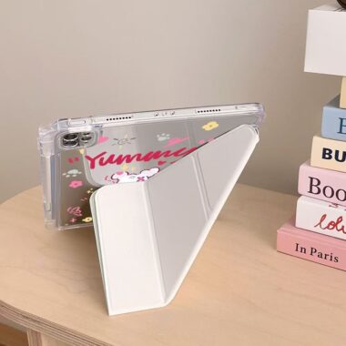 Cute bunny graffiti Y fold tri fold shockproof iPad case