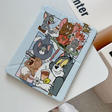 Cartoon cat and mouse tri-fold Y-fold shockproof iPad case