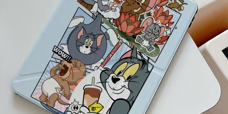 Cartoon cat and mouse tri-fold Y-fold shockproof iPad case