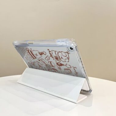 Coffee line puppy Y fold shockproof iPad case