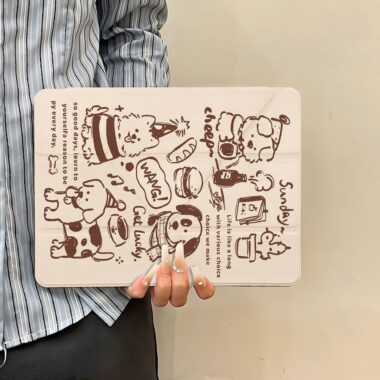 Coffee line puppy Y fold shockproof iPad case