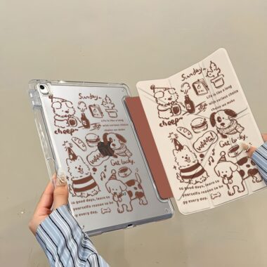 Coffee line puppy Y fold shockproof iPad case