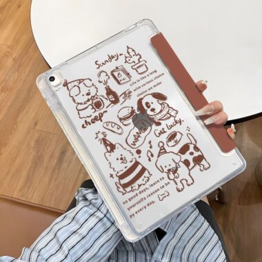 Coffee line puppy Y fold shockproof iPad case
