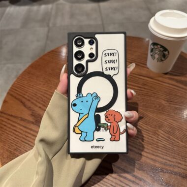 Funny cartoon dog magnetic clear shockproof Samsung phone case

