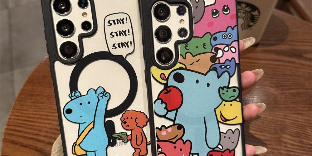 Funny cartoon dog magnetic clear shockproof Samsung phone case