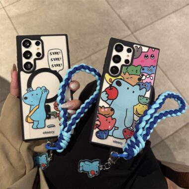 Funny cartoon dog magnetic clear shockproof Samsung phone case
