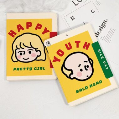 Cartoon girl and boy book style shockproof iPad case