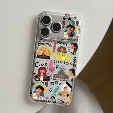 Trendy cartoon girl pattern clear soft iPhone 17 case