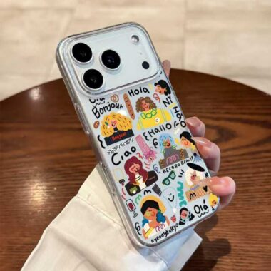 Trendy cartoon girl pattern clear soft iPhone 17 case