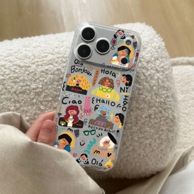 Trendy cartoon girl pattern clear soft iPhone 17 case