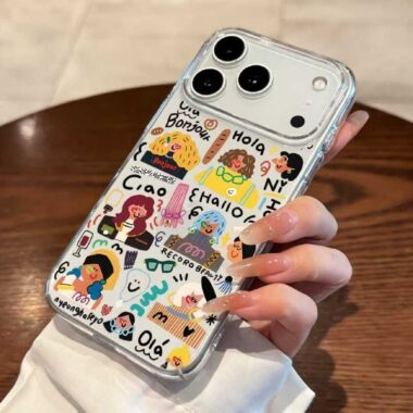 Trendy cartoon girl pattern clear soft iPhone 17 case