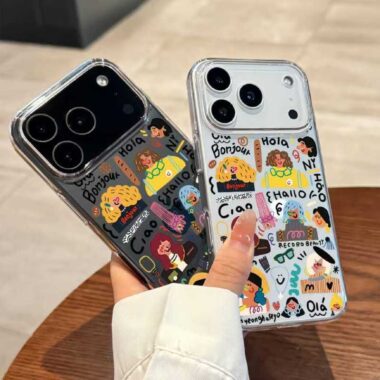 Trendy cartoon girl pattern clear soft iPhone 17 case