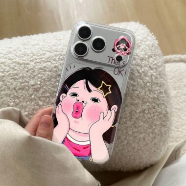 Cute cartoon girl soft clear shockproof iPhone 17 case
