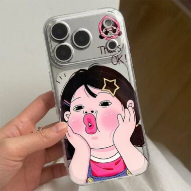 Cute cartoon girl soft clear shockproof iPhone 17 case