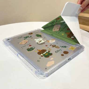 Green puppy Y-stand folding iPad protective case