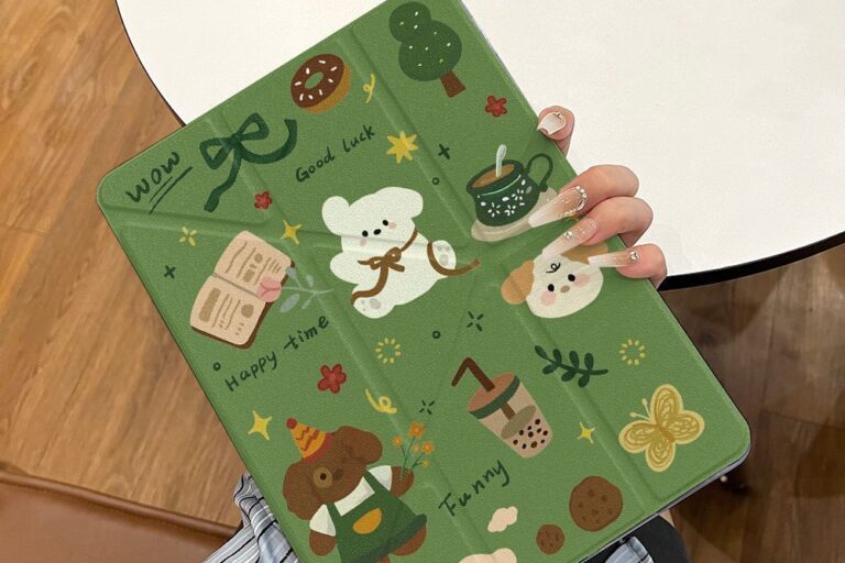 Green puppy Y-stand folding iPad protective case