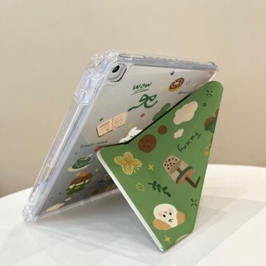 Green puppy Y-stand folding iPad protective case